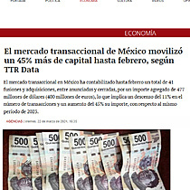 El mercado transaccional de Mxico moviliz un 45% ms de capital hasta febrero, segn TTR Data